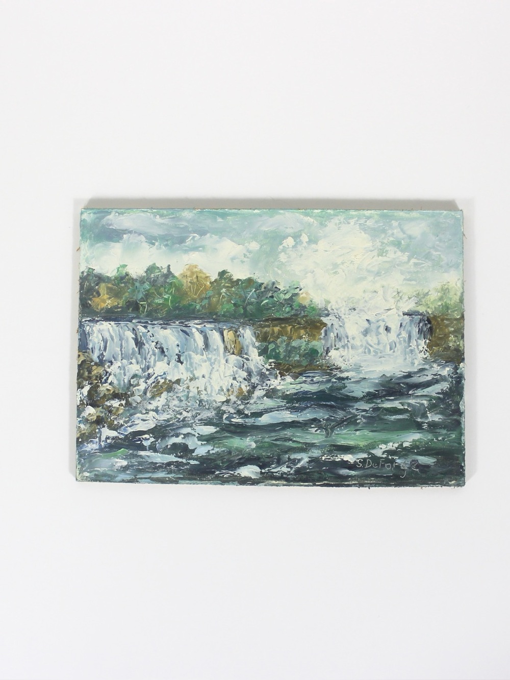 Signed Vintage Oil Painting of Niagara Falls Unframed Small